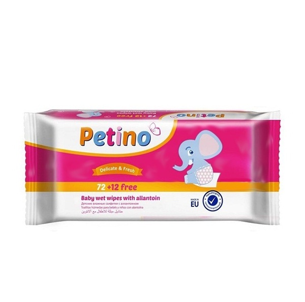 Влажные салфетки PETINO детские, 72+12шт.